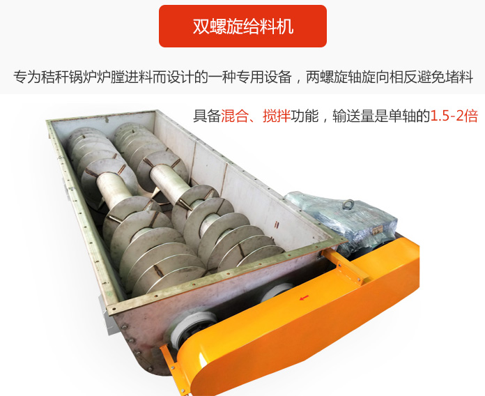 雙螺旋給料機采用雙軸設計，具備混合、攪拌功能。